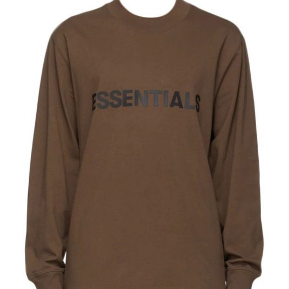 Essentials Fear of God brown crew neck T-shirt